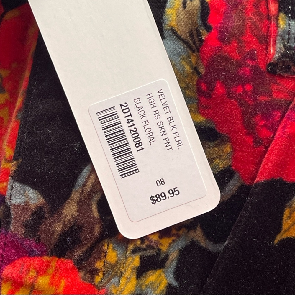 SOFT SURROUNDINGS Velvet Black Floral High Rise Skinny Pants Size 8 NWT - Picture 5 of 5